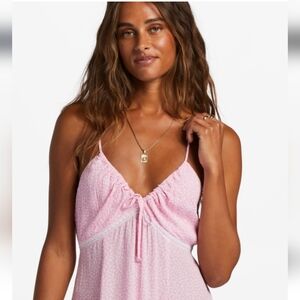 Billabong Slip Away Floral Midi Dress Pink Size Small